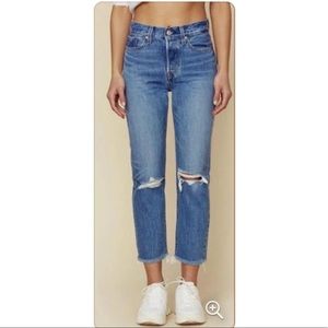 Levi's Wedgie Straight Distressed Raw Hem Jeans